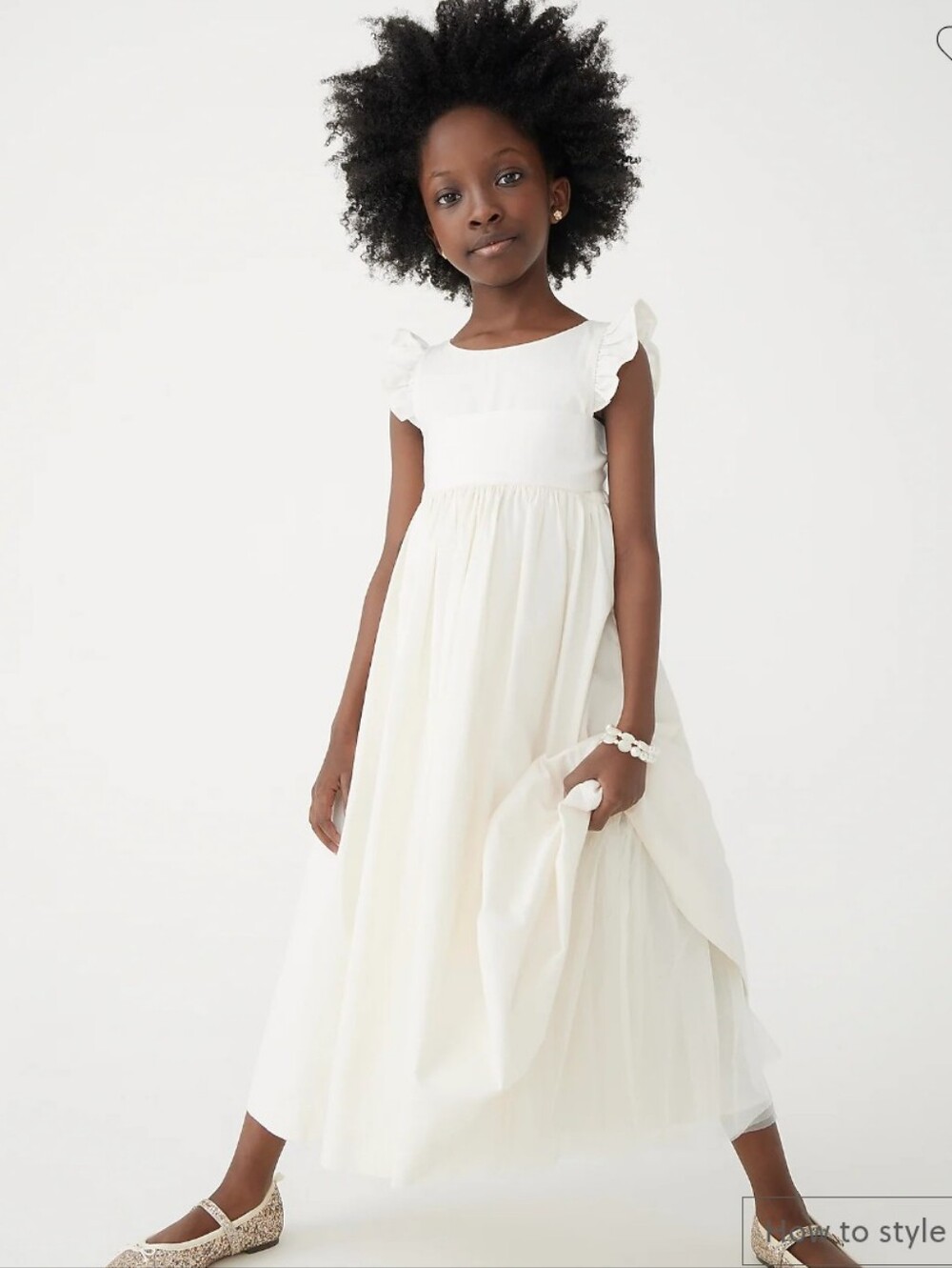 J Crew Crewcuts Girls' flutter-sleeve dress Flower Girl PartyBI927 Size 14 Ivory